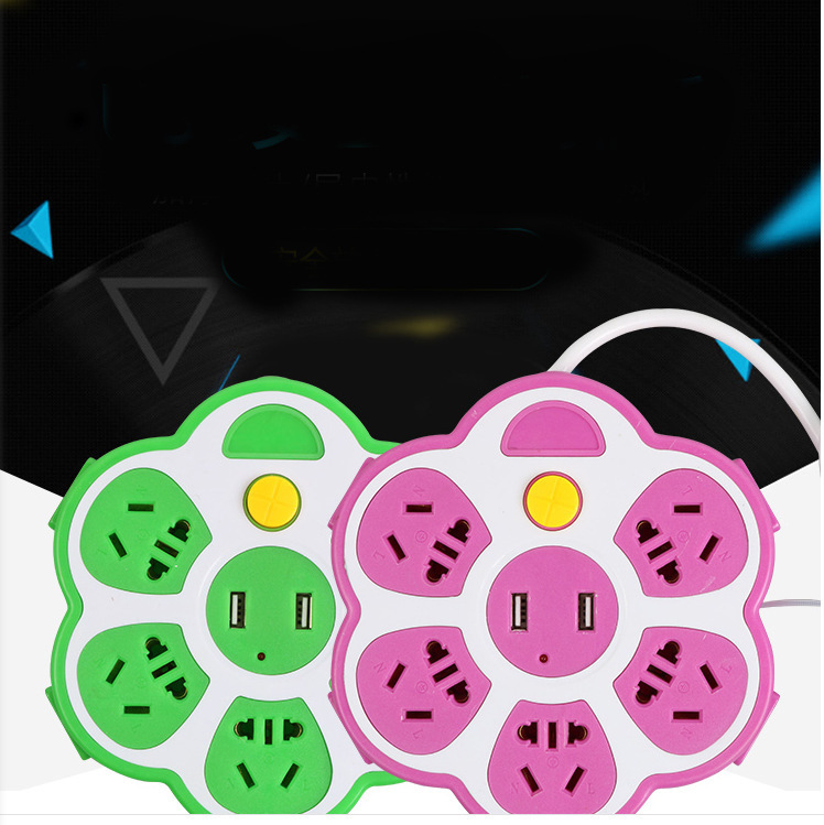 创意水果插座地摊产品开关插板智能快充USB插线板多功能梅花插排