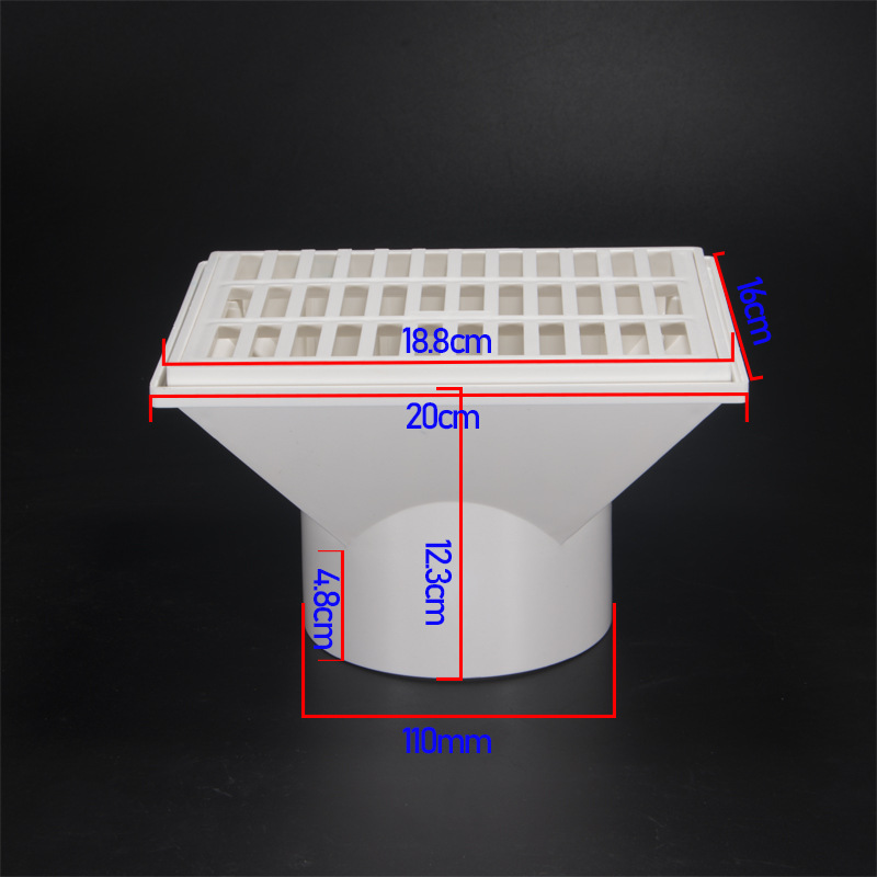 PVC侧排地漏排水管件配件墙角长方形塑料地漏dn50 75 110 160侧墙-阿里巴巴