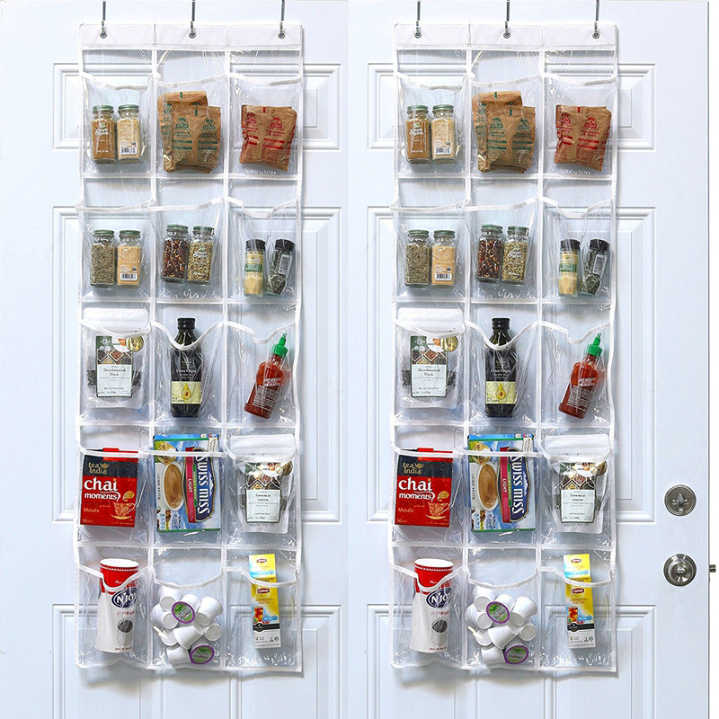 亚马逊新品 15格透明PVC门后挂袋 杂物 果酱罐 食品零食储藏挂袋-阿里巴巴