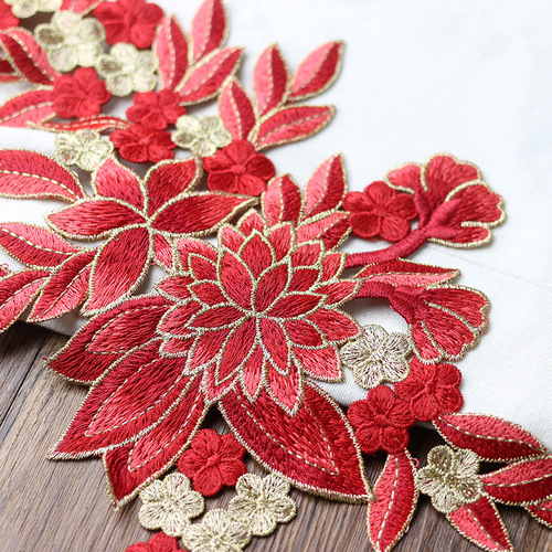 National-style decorative edge patch for down jackets, patch to repair holes, symmetrical embroidered patch, DIY no-glue sewing.