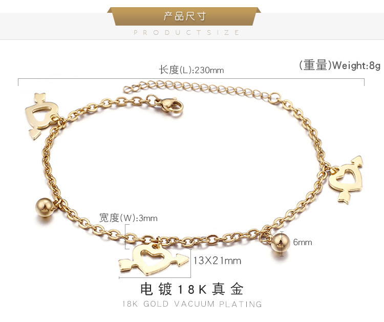 stainless steel korean style heart-shaped anklet wholesale jewelry Nihaojewelry