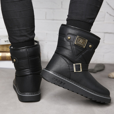 雪地靴男冬季保暖加絨高幫棉鞋男面包鞋工作懶人防水防滑棉靴男鞋