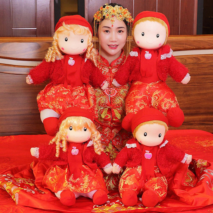 Direct selling Ragdoll Wedding celebration Press machine a doll Hi dolls marry lovers Plush Toys Doll a pair wholesale