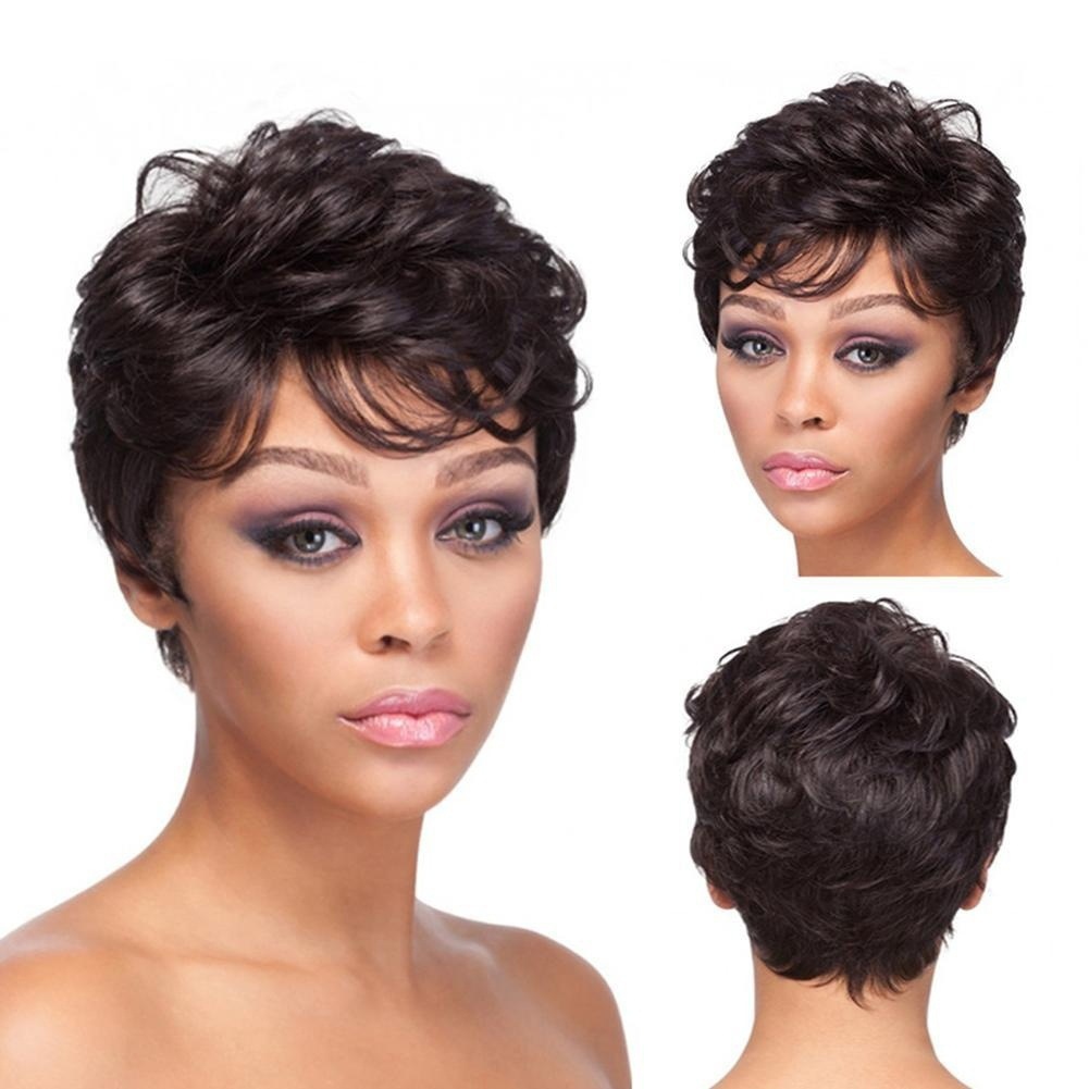 Unisex Fashion Holiday High-temperature Fiber Slanted Bangs Bangs Short Curly Hair Wigs display picture 1