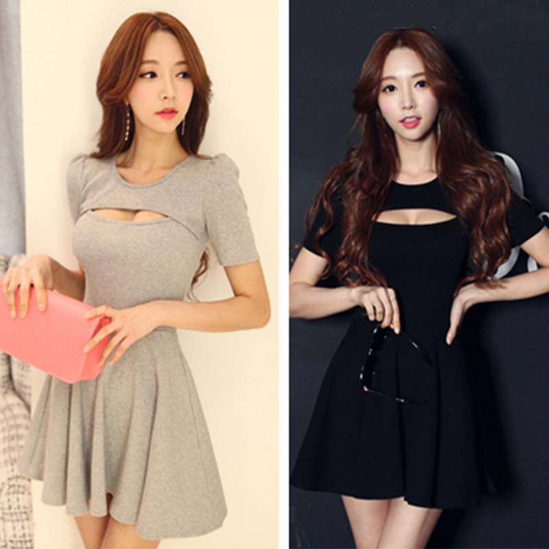 Wishアマゾンebay速売は欧米の女装セクシーな胸の前の透かし彫りドレスのミニスカートのワンピースを販売しています。