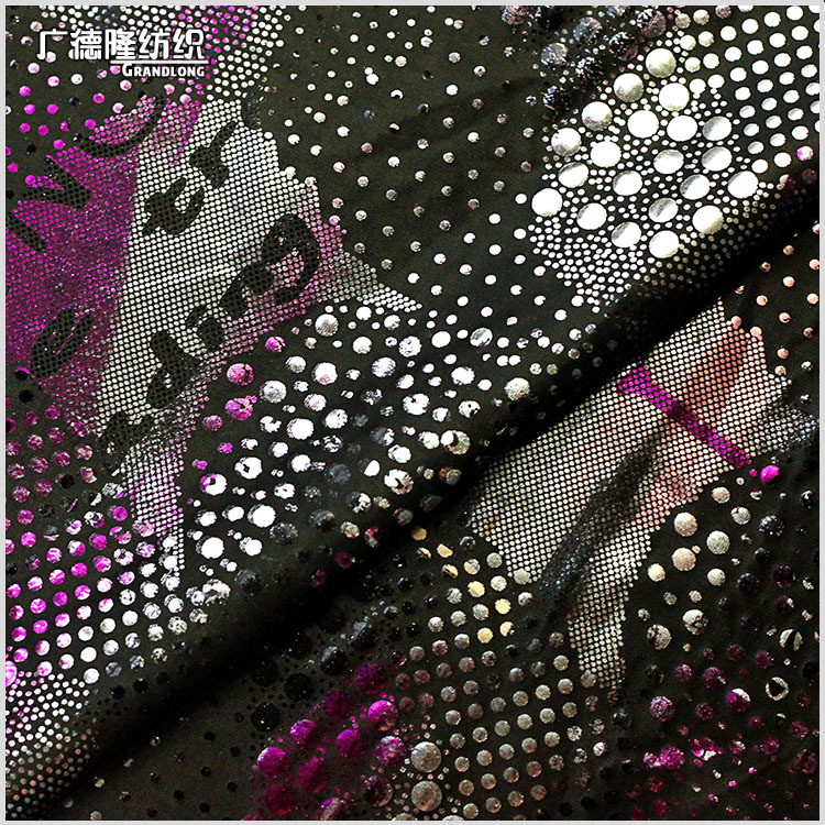 暗黑系机能风炫酷抽象花朵金属烫金泳衣布上衣打底裤运动服箱包布