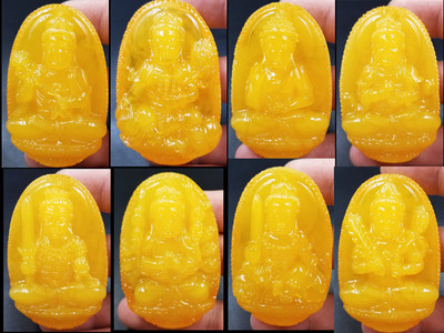 仿熒光浮鹽水蜜蠟守護神挂件二代蜜蠟本命佛吊墜守護神批發