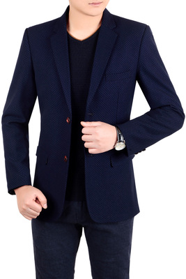 2018年春秋季新款男装中青年男士韩版修身西服男式小圆点西装|ru