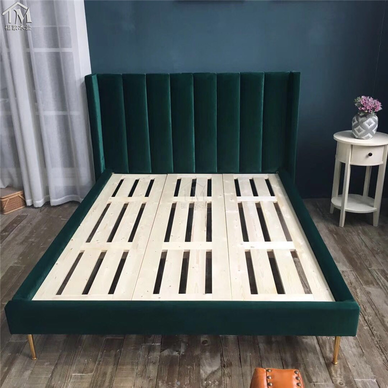 美式简欧高背方床 北欧简约现代1.8米婚床 酒店样板间卧室双人床|ru