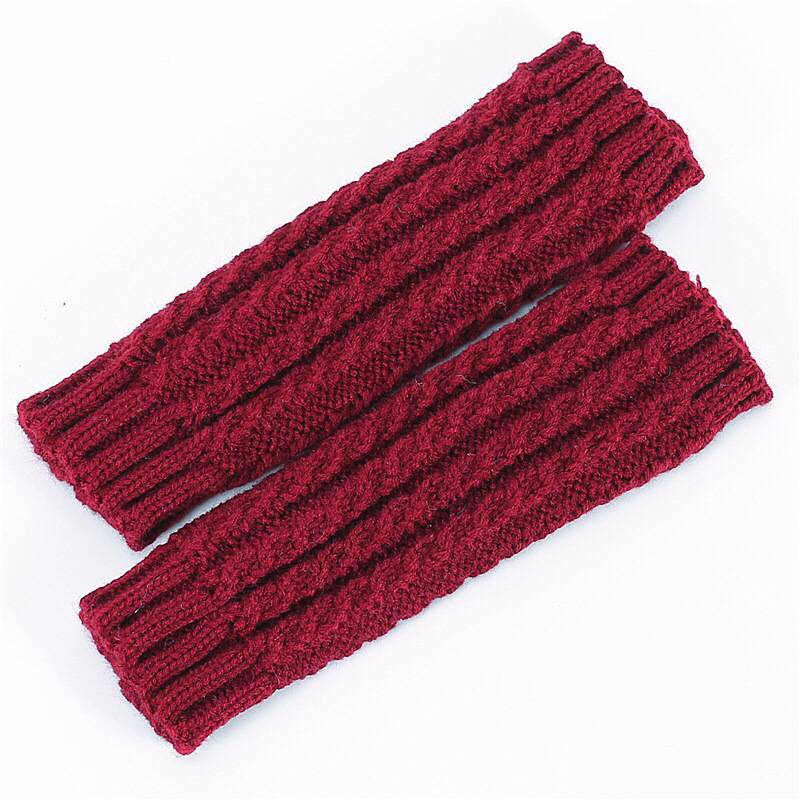 Gants de poignet torsadés en pâte frite Automne et hiver Nouvelle laine tricotée chaude Hommes et femmes Manches courtes ouvertes pour le ski_voghion.com