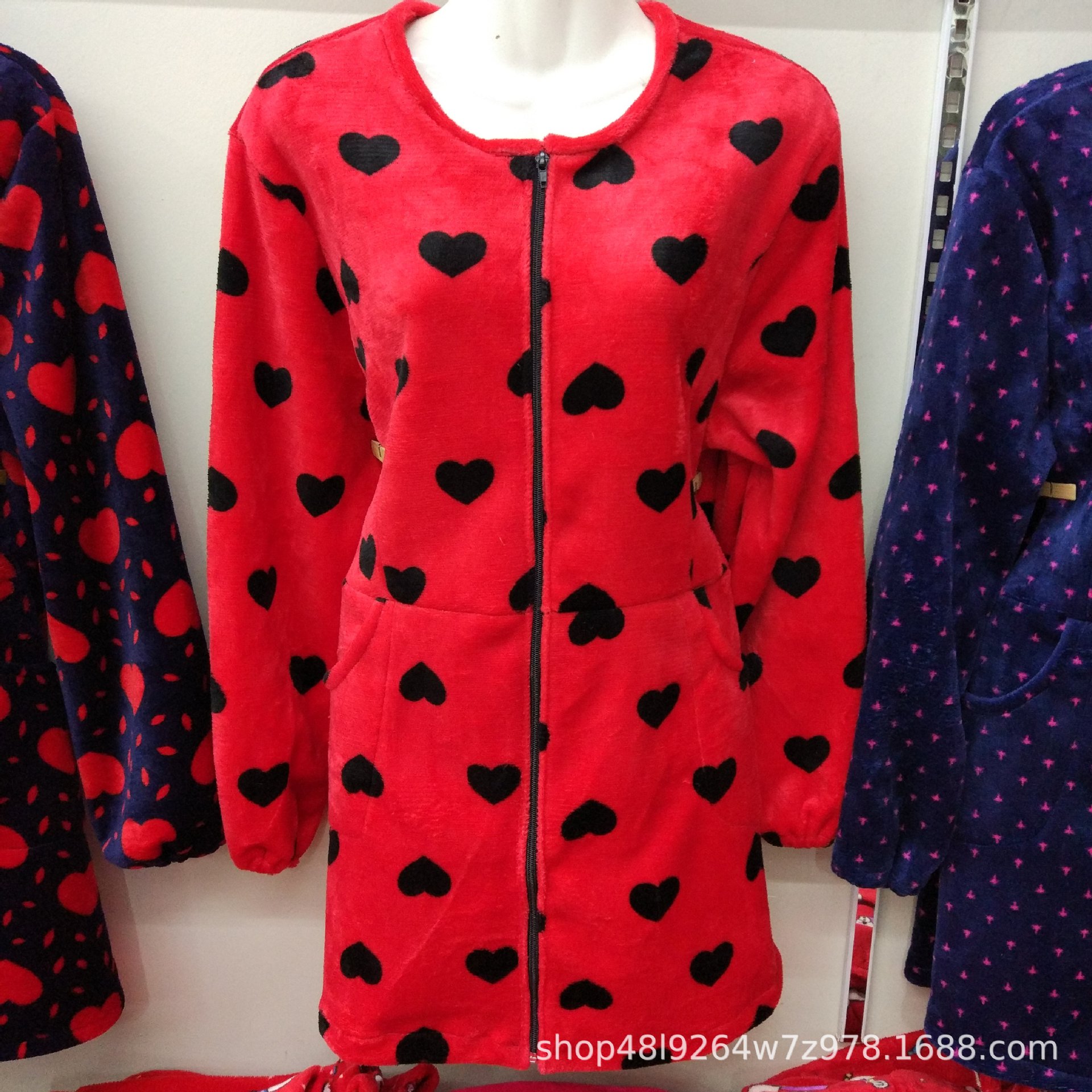 undefined8 winter adult Ladies Flannel Burqa keep warm Korean Edition Waist Protective clothing thickening coverall zipper Cardiganundefined