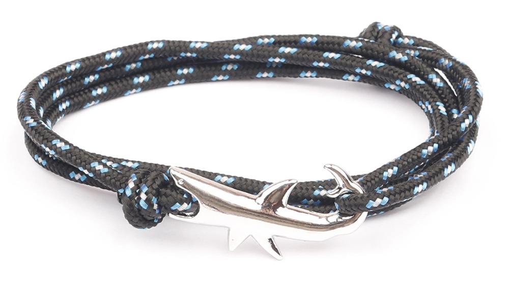 12g Weight Bracelets Classification Alloy, rope Chain Material 1 Piece Quantity Holiday, Daily, Street Occasion Alloy, rope Material Shark Pattern Men's Gender Layered Design Casual, Simple Style Style Casual Simple Style Shark Alloy Rope Layered Men's Bracelets Men's Chain Bracelets 18