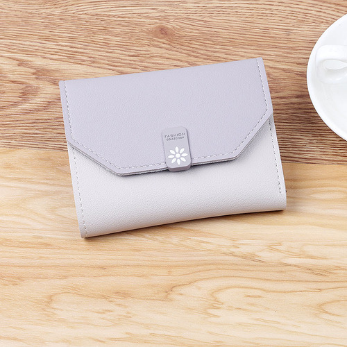Direct Manufacturer Sale Wallet Women Short Handle Coin Purse Korean Style Color Block Simple Personality Hand Held Mini Wallet Small Wallet