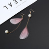 Korean version of retro literary temperament hand -made earrings pearl earrings, butterfly wings, butterfly wings, ear hook ear decoration wholesale