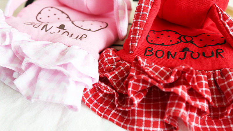 格子兔蝴蝶结绒衣