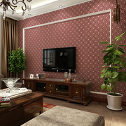简约中式客厅回字格电视墙壁纸卧室书房酒店小方块无纺布墙纸批发