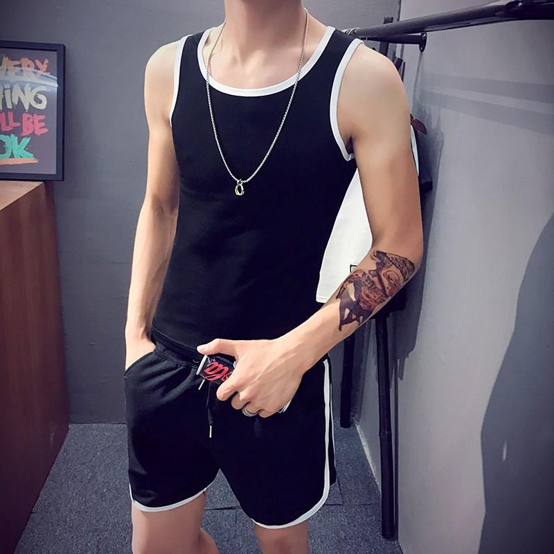 summer Sociology Guy Self cultivation motion man vest suit 2017 new pattern Korean Edition Trend Hair Stylist clothing
