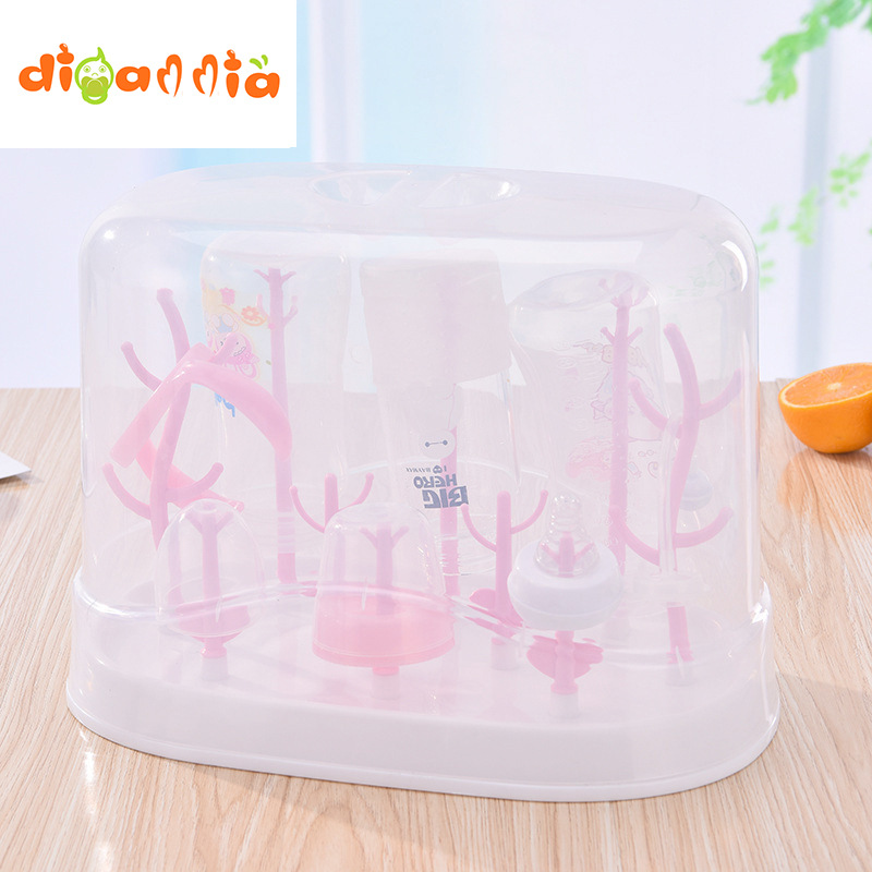 母婴用品跨境奶瓶架晾干架婴儿奶瓶支架防尘盖奶瓶收纳晾晒架子