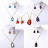 Crystal, zirconium, pendant, necklace and earrings, set, accessory, sweater, Aliexpress, European style, with gem