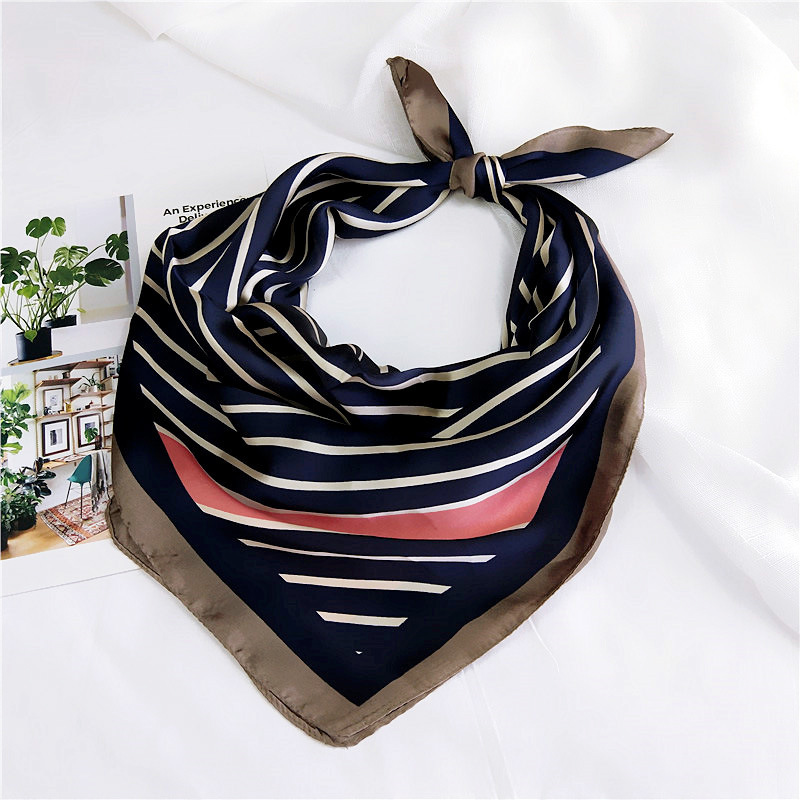 70 Diagonal Gestreifter Kleiner Quadratischer Schal Kleiner Seiden Schal Für Frauen Frühling, Herbst Und Sommer Koreanischer Turban Schal Arbeit Profession Elle Taschen Dekoration display picture 4