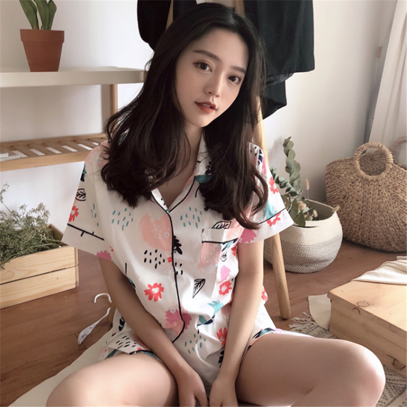 2020夏季新品甜美气质宽松舒适卡通印花睡衣家居服三件套送眼罩女