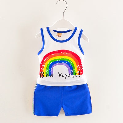 2018 trẻ em phù hợp với mùa hè mới cầu vồng vest quần short cậu bé thiết lập 1-4 tuổi trẻ em hai mảnh bán buôn