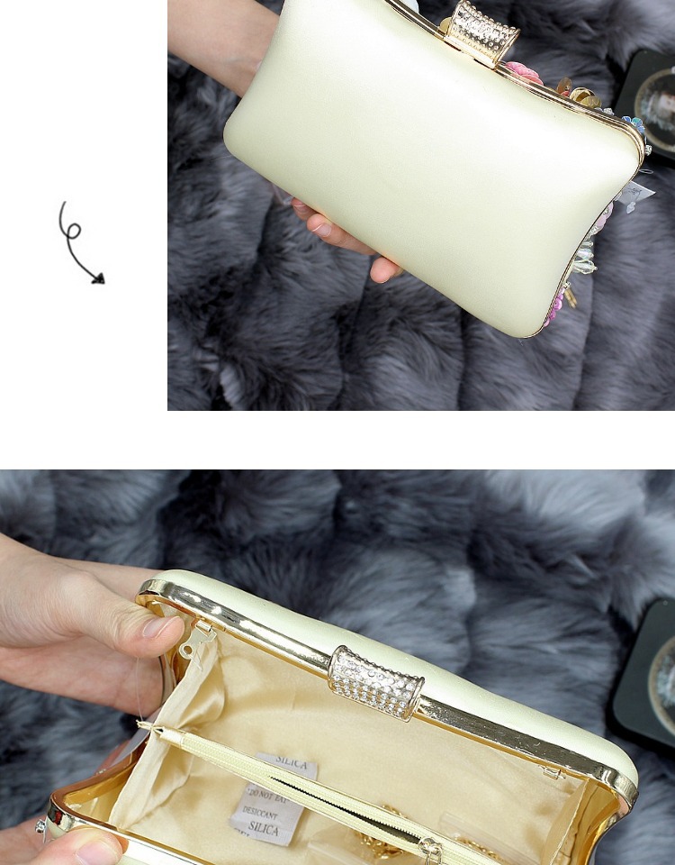 360g Weight Polyester Lining Material Magnetic Buckle Closure Type Single Shoulder Strap Strap Type Shoulder Bag, Evening Bag Bags Type Daily, Party Occasion Polyester Material Flower Pattern All Seasons Season Women'S Gender Fashion Style Square Shape Small Size Polyester Flower Square Clutch Evening Bag 11
