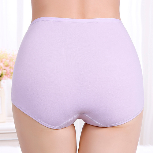 Pure cotton high waist women's underwear Postpartum high waist tummy control and hip lifting plus size underwear Pure cotton high waist embossed underwear