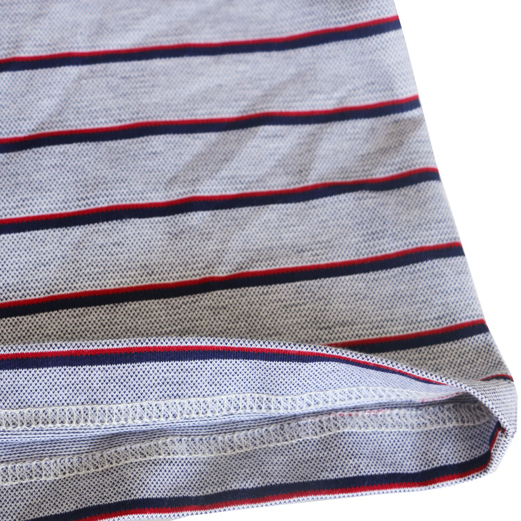 男翻领短细条纹T恤11804（灰色）