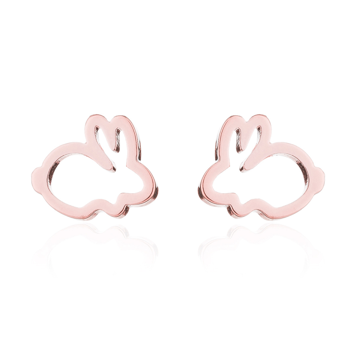 6g Weight PVD Coated Gold Plating Process 316 Stainless Steel Ear Needle Material 18K Gold, Real Gold Plated Plating Material Ear Studs Classification PVD Coated 18K Gold Real Gold Plated Rabbit Animal 304 Stainless Steel Japanese Style Waterproof Non Tarnish Ear Studs
