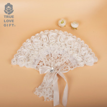 西式婚礼创意装饰喜扇结婚新娘手拿扇子花边蕾丝结婚扇子家居摆件