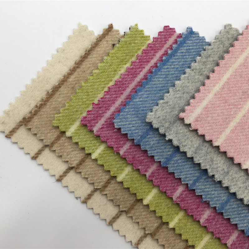 Wool Fabric Striped Double-Sided Woolen Pants Coat Fabric Fine Twill Double-Sided Cashmere Fabric Fine Striped Plaid