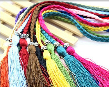 编织流苏腰带细女士皮带韩版蝴蝶结绳子裙子打结装饰腰链腰绳花边