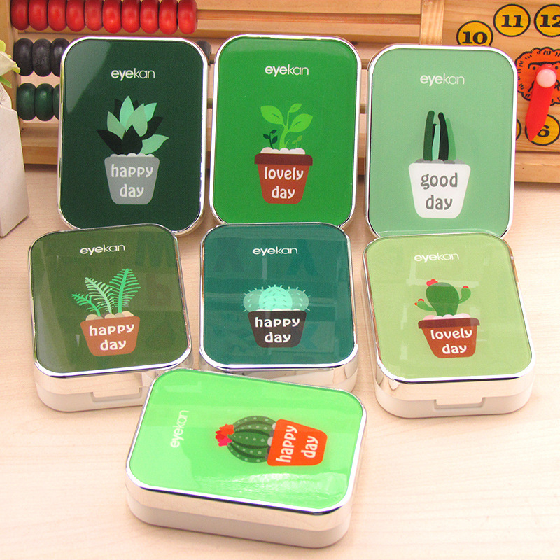Kaida Contact Lens Double Pair Pack Companion Box Cactus Beauty Pupil Box Care Box Contact Lens Box K1705