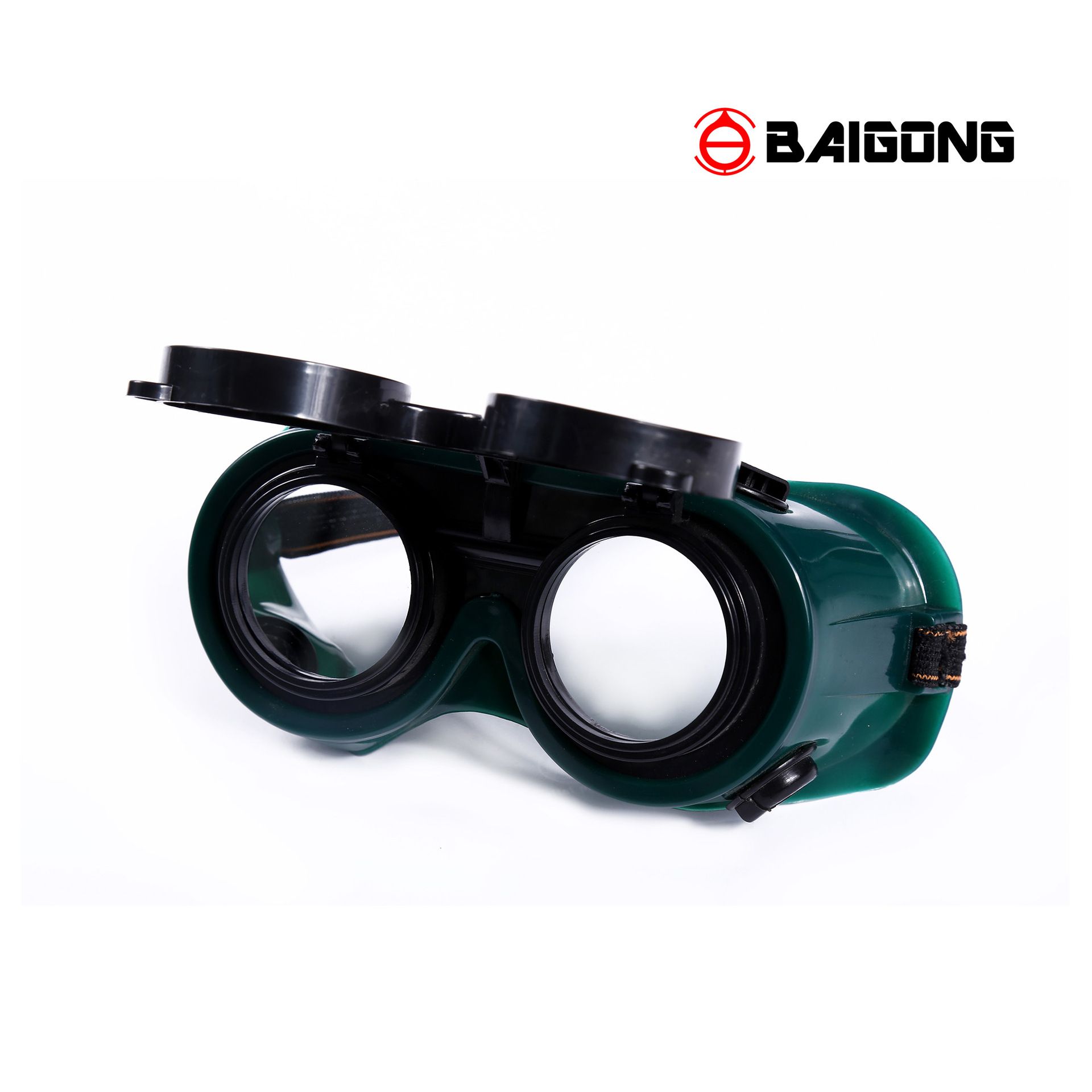 百工双翻电焊眼镜加厚加硬玻璃镜片PVC镜框防冲击耐酸碱电焊镜