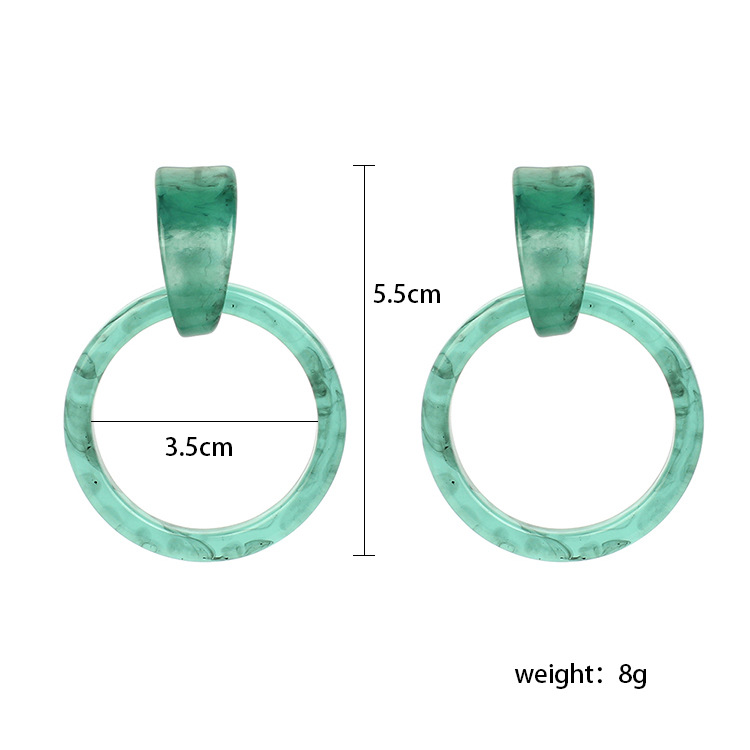 New Round Geometric Acrylic Acetate Green Resin Fashion Earrings display picture 12