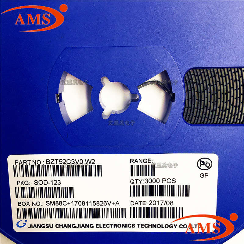 BZT52C3V0 丝印:W2 SOD-123 CJ/长电 贴片二极管晶体管 全新现货