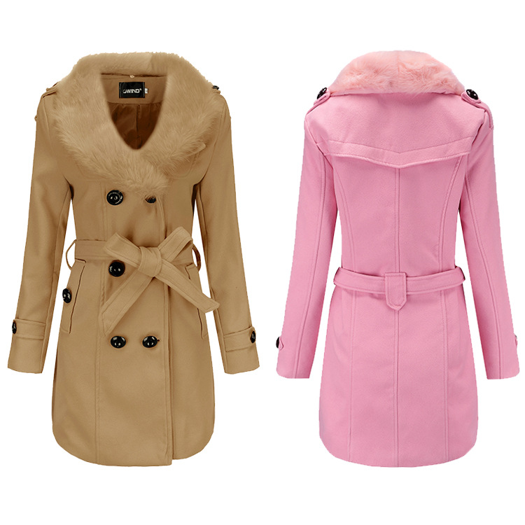 Women's Winter Coat With Large Fur Collar Double-sided Woolen Cloth