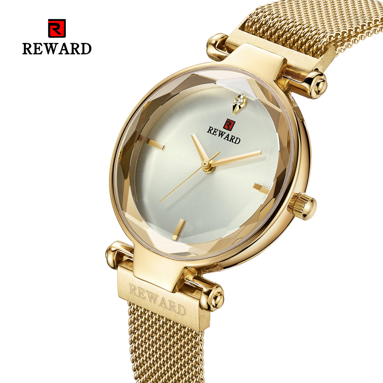 REWARD63096 Orologio da donna Cinturino con fibbia magnetica Orologio da polso al quarzo impermeabile con cinturino in rete_voghion.com