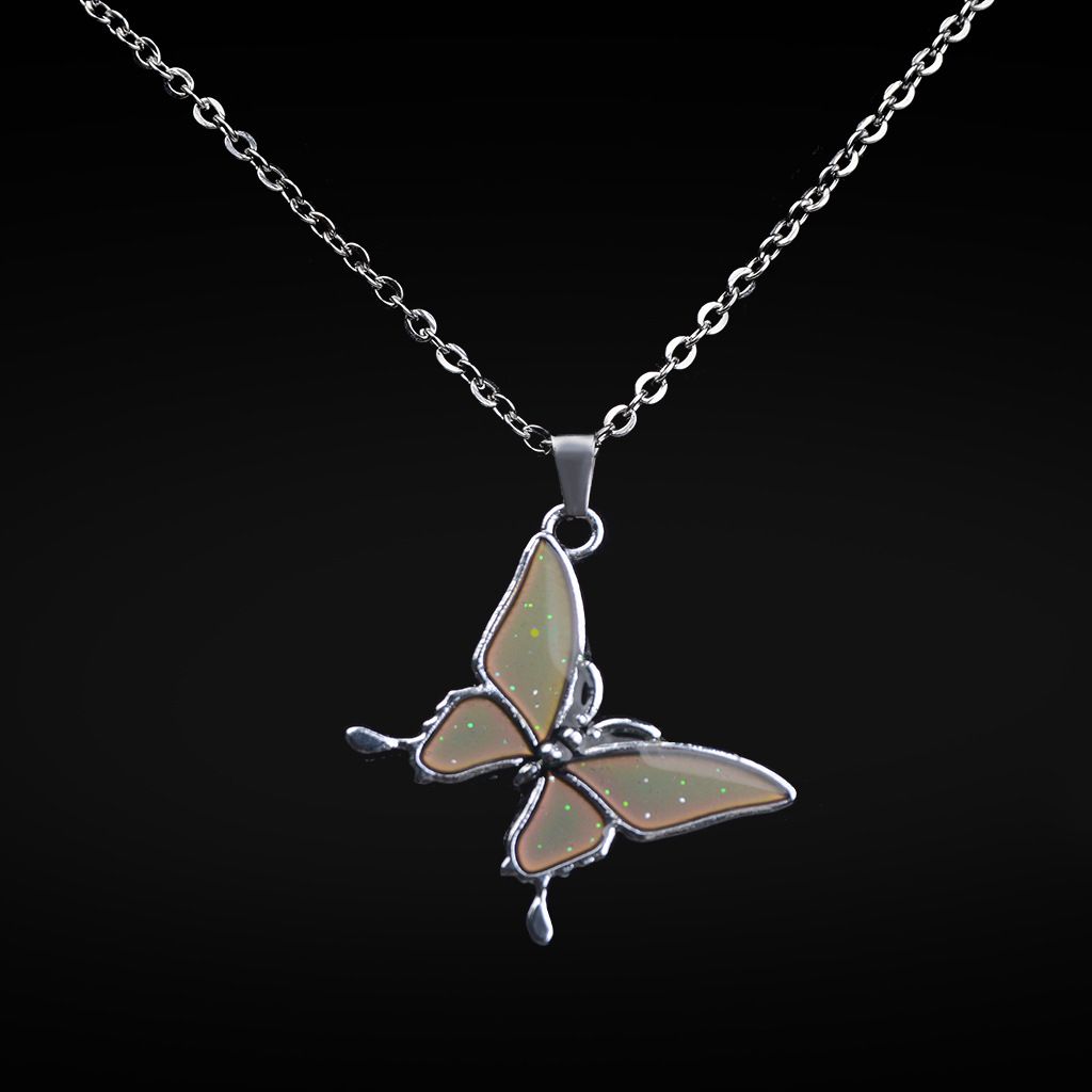 Fashion Butterfly Temperature Change Color Stainless Steel Necklace display picture 7