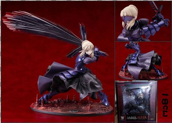 Fate 命运之夜 SABER 黑色 塞巴 卑王 铁槌 公仔 手办模型高约19C