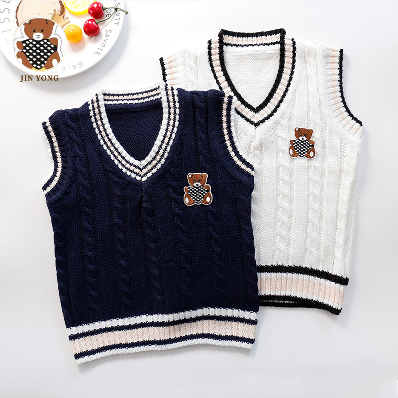 [Jin Yong] entrega de una pieza Chaleco de la Universidad de los niños ropa de los niños de estilo coreano niños y niñas chaleco suéter chaleco de lana