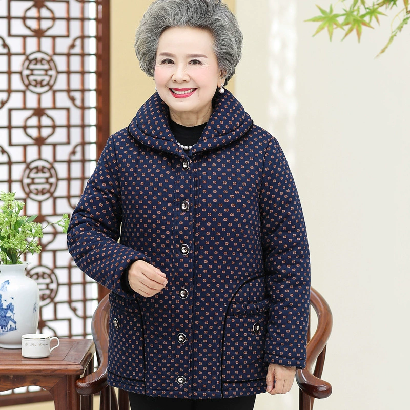 Зимнее пальто для мамы с хлопковой подкладкой Новое Свободное пальто на хлопковой подкладке больших размеров для женщин среднего и пожилого возраста, зимнее пальто на хлопковой подкладке для бабушки старика, чистое хлопковое подбитое пальто