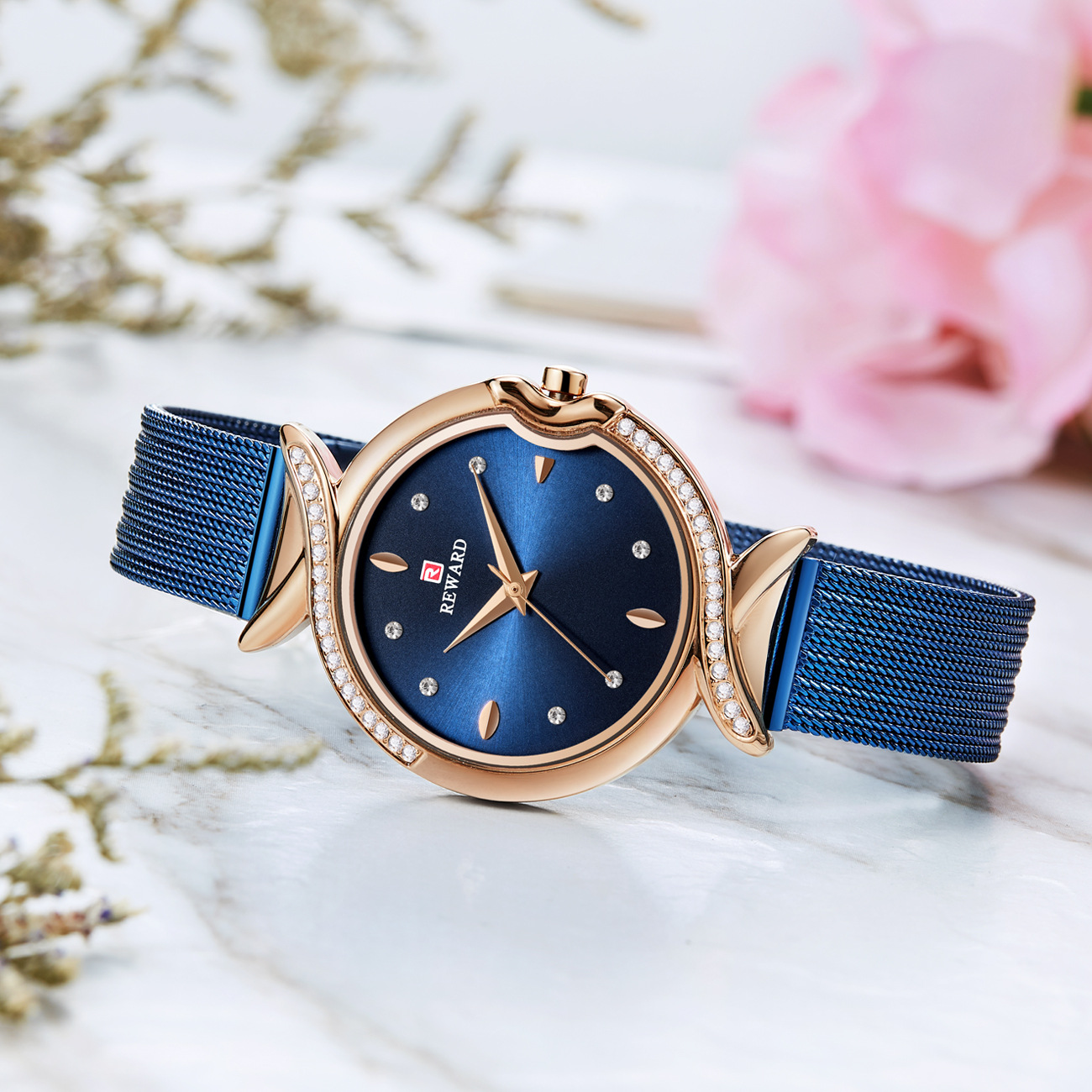 Relógio de quartzo feminino à prova d'água aço inoxidável_voghion.com
