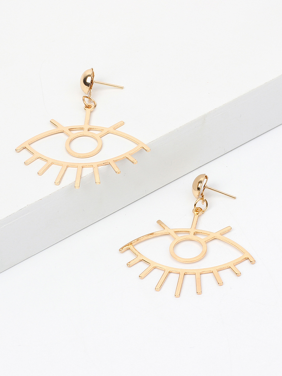 5g Weight Earrings Classification Wedding, Travel Occasion Women'S Gender Gold, Silver Color Exaggerated Eye Earrings 3