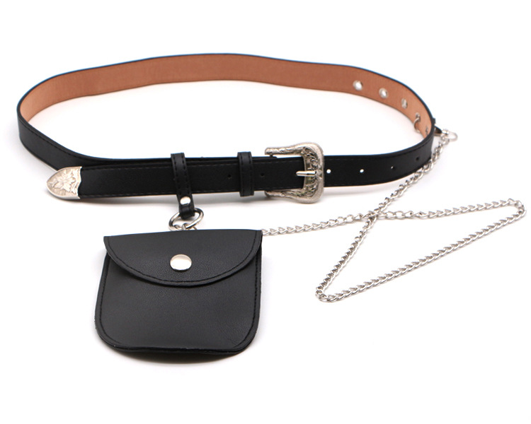 Vintage Floral Women's Belt with Metal Chain Waist Bag measurements and detail photo 9