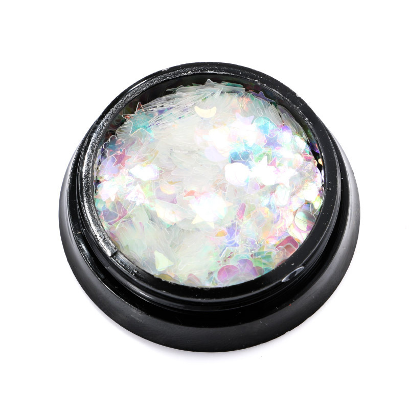 Concubina DIY belleza de uñas colorido amor Luna estrella de cinco puntas Luna lentejuelas mezclado colorido transparente belleza de uñas amor lentejuelas