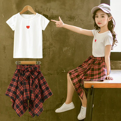 女童夏装2019新款儿童装洋气套装夏季大童时髦13女孩12岁15潮衣服|ms