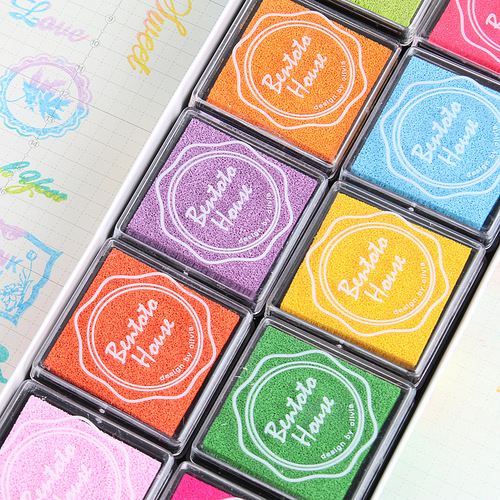 Korean stationery 4*4cm finger painting color ink pad DIY rubber stamp stamp pad 20 colors boxed