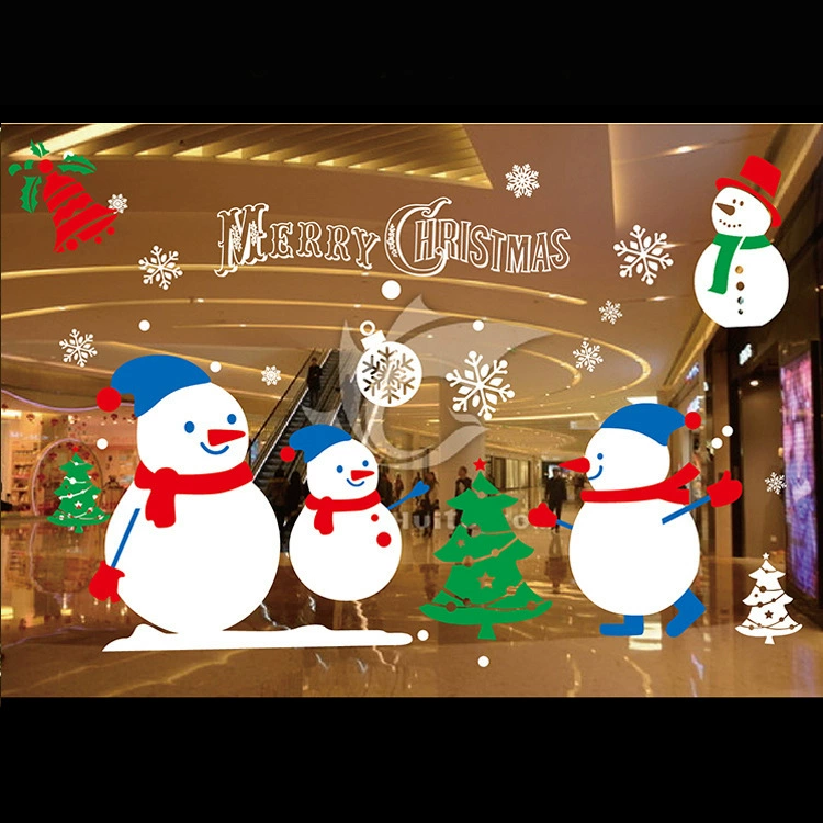 Рождественский отель украшение торгового центра макет места проведения статические наклейки неклейкие съемные оконные наклейки Снеговик оконные наклейки